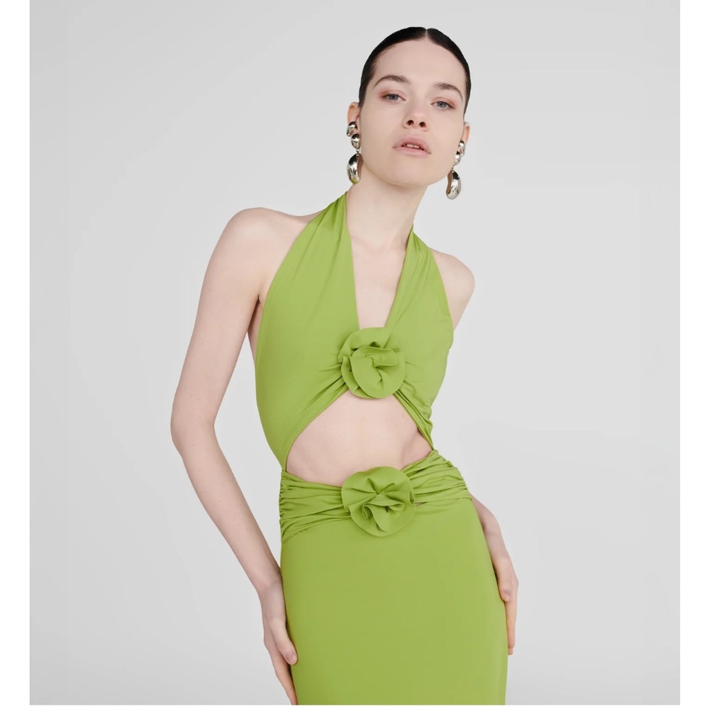 Maygel Coronel Vaupés green halter dress